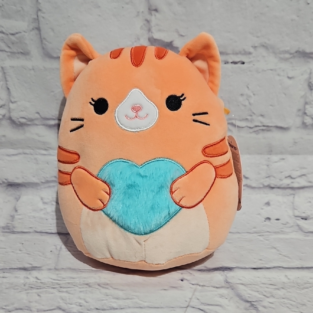 Squishmallows Gigi Orange Tabby Cat with Blue Heart Plush